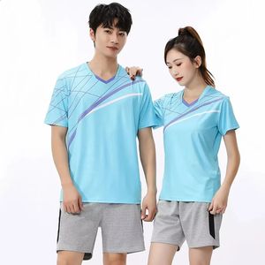 Masculino feminino crianças tênis de mesa jerseys ping pong camiseta manga curta esportes topos casal tênis de mesa uniformes roupas 240306