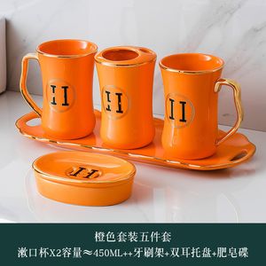 Simple Ceramic Sanitary Ware Sets Washing Set Five-Piece Sets Ceramic Lotion Bottle Bathroom Decoration Hotel Household Cross-Border Wholesale