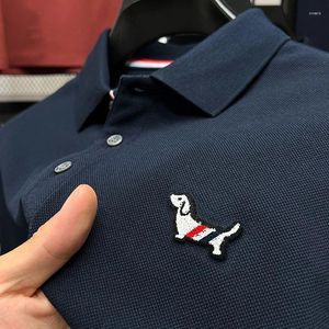 Herrpolos high end designer märke polo skjorta kort ärm avslappnad mode utsökta hund broderier 2024summer bomull t-shirt