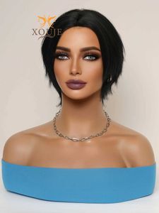 Parrucche sintetiche parrucche nere naturali parrucche sintetiche brevi folle tagliate parrucche a cortometraggi Wigs Wigs Fashion Wigs per Wear Daily Wear Party Party C 240328 240327