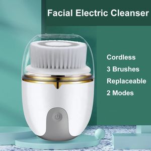 3 I 1 Cleansing Brush High Speed ​​Electric Wash Machine Deep Cleaning Pore Skin Care Massage 240228