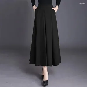 Women's Pants Women Long Skirt 2024 High Waist Large Size Wide Leg Female Spring Summer Autumn A-Line Black Dance