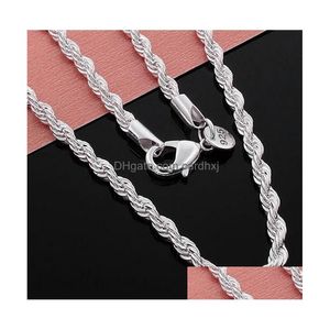 Kedjor 925 Sterling Sier Halsband M 16-30 tum Ganska söt Fashion Charm Rope Chain Halsband smycken Diy Accessories Drop Delivery PE DHNX2