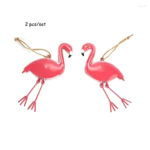 Party Decoration 2PCS Flamingo Pendant Easter Decorations Metal Bird Birthday Diy Wedding Kids Gift Animal Accessory