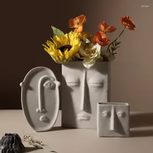 Vaser Nordic Picasso Creative Ceramic Face Vase Estetic Room Decor Porch Flower Living Room Arrangement Luxury For Home Decoration