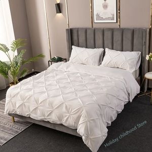 High Quality 3D Pinch Pleated Duvet Cover Set 220x240 Solid Color Single Double Twin Bedding cover 240312