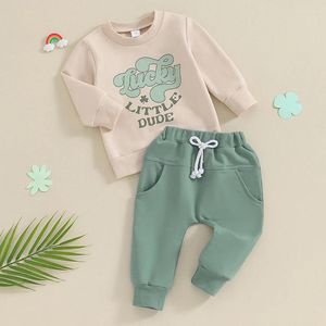 Bekleidungssets Kleinkind Kleinkind Baby St. Patricks Day Outfit Brief Klover Sweatshirt Pullover Langarmpullover Top Hosen Set