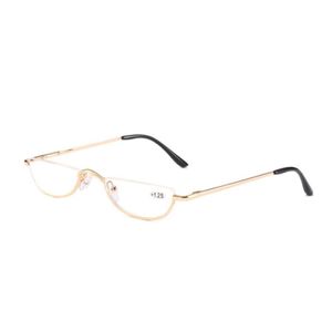 Solglasögon kattögonläsning glasögon kvinnor män metall halva ram presbyopiska glasögon kvinnliga manliga semi rimless hyperopia glasögon1067507