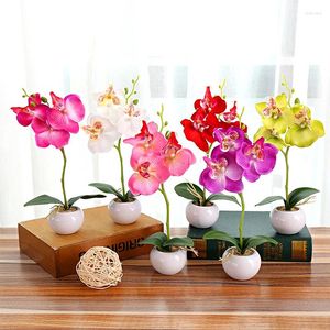 Flores decorativas simuladas multi-cor borboleta orquídea bonsai escritório enfeites de mesa casamento artificial plantas verdes jardim decoração de casa