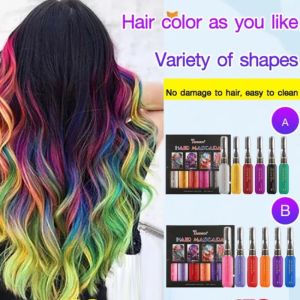 Color 6PCS Disposable Hair Dye Hair Chalk Good Quality Vivid Color Hair Styling Dye Cream Wax Mild Coloring Tool for Makeup Hair Color
