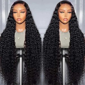 Synthetic Wigs Human Chignons 250% Deep Wave 13x6 HD Lace Frontal Wig Brazilian Curly Human Hair Wigs For Women Lace Front Human Hair Wig Pre Plucked 34 Inch 240318