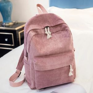 Women Backpack Corduroy Design School Backpacks for Teenage Girls Bag Striped Rucksack Travel Bags Soulder Mochila 240304