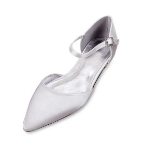 Boots Comfort Satin Women Wedding Flats för Brud Pointed Toe Ankle Strap Party Dress Flat Shoes Women Women