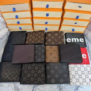 Äkta läder Men plånböcker Designer Purses Man Luxury Leather Short Wallet Women Card Holder Wallet Holder Classic Pocket Louiss With Box