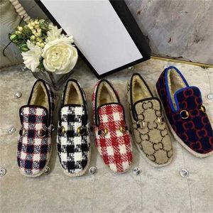 59% OFF Sports shoes 2024 Family Horse Mouth Single Womens Autumn and Winter New Double G Color Contrast Sheepskin Fur One Body Cashmere Flat sole Lefu Shoes