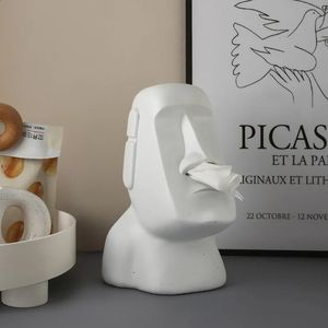 Tissue Creative Paper Box Easter Island Boulder Statue Personality Stone Sculpture Home Holder Napkin 240314