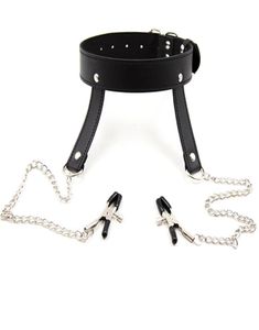 BDSM PU Leder Hundehalsband Slave Bondage Gürtel Metall Nippelklemmen Fetisch Erotische Sex Produkte Spielzeug Für Erwachsene Für Frauen und Männer HS348991646