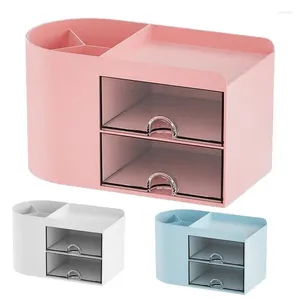 Caixas de armazenamento Desktop Organizador Cosmético Plástico Pincel Pote Sobrancelha Lápis Rack para Quarto