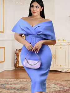 Elbiseler Mavi Elbiseler Artı Boyut Omuz Seksi V Boyun Yüksek Bel Bodycon Akşam Kokteyl Etkinlik Elbise Bayanlar İçin Elbise 2023