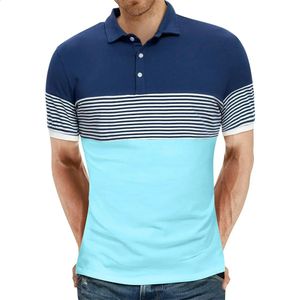 Stripe Man Polo قمصان الصيف رجال غير رسمي قمصان الجولف غير الرسمية من الذكور ذات الأكمام القصيرة القصيرة ذات الحجم الكبير Tshirt 3D المطبوعة الطاشية العليا 240304