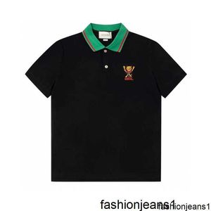 Gファミリーは、男の子用の小さなトラのパターン刺繍ポロシャツを備えた夏の半袖ラペルの正しいバージョンを検証しました、ブラックTシャツ{カテゴリ}