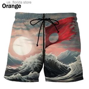 Men's Shorts Summer Full Print Seaside Scenery Pattern Beach Shorts Mens Funny Personality Ink Painting Swimming Shorts Quick Dry Beach Wear Y240320