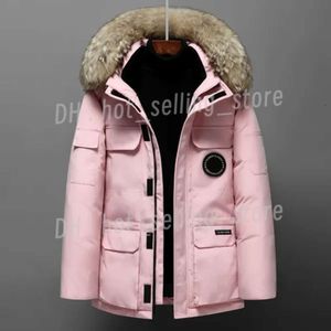 Down Jacket Women's And Men's Medium Length Winter New Canadian Style Men Overcame Lovers' Working Clothes Thick Goose Down Jacket 92