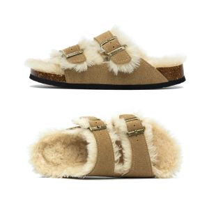 Stivali cosmagici 2023 Nuova pelliccia all'interno della pantofola di sughero autunno inverno donne casual in pelle nubuck fuori da uomini morbidi peluche scartoni