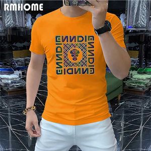 Homens camisetas Mens T-shirt Roupas Lantejoulas Diamante Letras Algodão Slim Masculino Tees 2023 Verão Redondo Pescoço Top Estilo Jovem Pevalent Man Wear J240316