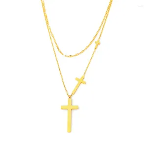 Pendant Necklaces Fashion Simple Necklace Stainless Steel Cross Collarbone Chain Gold Color For Women's Gift