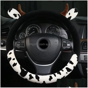 Capas de volante Ers Bonito Orelha de Vaca Carro Er Inverno P Calor Guiador 36-39cm Drop Delivery Automóveis Motocicletas Interior Accesso Dh3I5