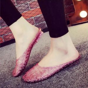 Boots Close toe Women Slippers Woman Crystal Jelly Summer Shoes Indoor Home Slides for Female Beach Shoes Antiskid Black Gold Red