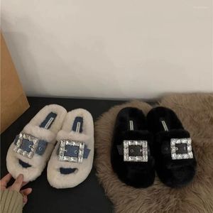 Slippers Med Flat Shoes Female Flock Basic Fabric Fretwork Rubber Cotton