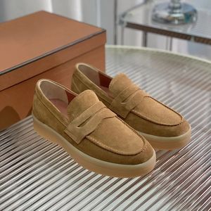 2024 Fall Gentleman Men's Loro Sneakers Shoes Charms Summer Walk Loafers Low Top Soft Soft Läder Luxury LP Oxfords Flat Slip On Rubber Sole Moccasins Piana Skate Shoe