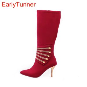 Boots Winter New Fashion Women Knee High Riding Boots Sexy Lady Party Shoes High Heel AMY10 Plus Big Size 43 10 11 45
