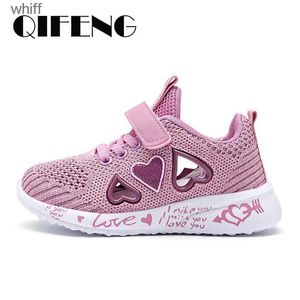 Sandaler 2023 Girls Casual Shoes Light Mesh Sneakers Barn Summer Children Autumn Tenis Söt sporttecknad Kvinna Rinnande Sock Footwear 8C24318