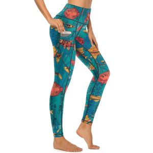 Outfit Tropical Marine Leggings Fish Garden Fitness Yoga Pants High midje Vintage Legins Elastic Graphic Sports Tights Gift