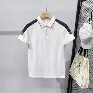 Herrpolos topppolyester med krage tee skjorta för män ljungkläder ingen logotyp manlig polo t skjortor elastiska streetwear s coola eleganta xl