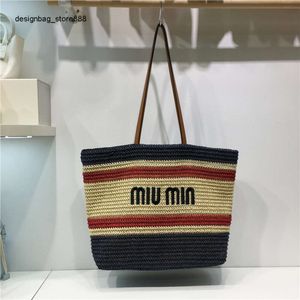 Cheap Wholesale Limited Clearance 50% Discount Handbag Tote Bag Women New Straw Woven Small Number Stripe Fashion Large Capacity Shoulder