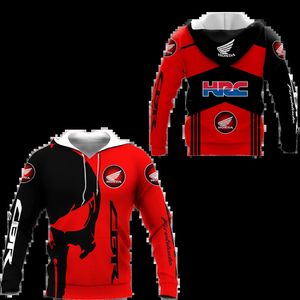 2023 Spring and Autumn Honda Motorcycle Racing Hoodie Mens 3D Digital Printing Pullover Fashion Casual Sports Zipper 240312