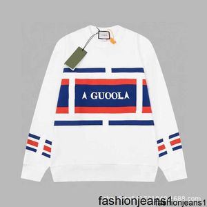 Correct version of G family autumnwinter 23s red and blue striped printed round neck hoodie loose and simple unisex long sleeves {category}