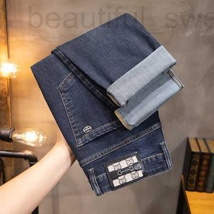 Mäns jeans designer Light Business Commuter Wear 2023 Spring/Summer New Casual dragkedja Löst fit långa raka benbyxor wwu7