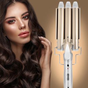 Ferros profissionais ferramentas de cabelo curling ferro cerâmica barril triplo modelador de cabelo vacilar ferramentas de estilo rolos de cabelo ondulação elétrica