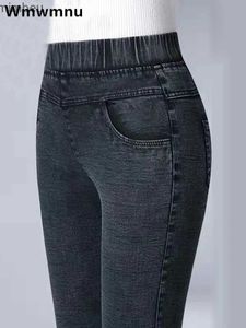 Kvinnors jeans vintage mager blyerts ankel längd jeans kvinnor hög wasit stor storlek 34 stretch denim byxor mammor leggings vaqueros slim pantalonec24318