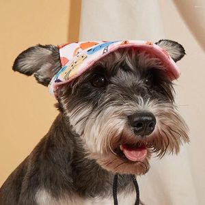 Hundkläder Lovely Peaked Hat Cartoon Printing Polyester Bowknot Print Pet Sun Dogs Dress Up