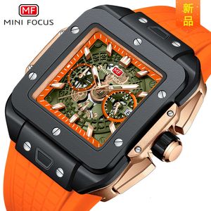 MINI FOCUS Brand Trendy Composite Square Shell Hollowed Out Men's Watch 0475G