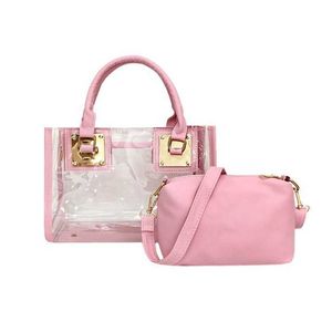 Borse a tracolla Borsa in gelatina trasparente Borsa portatile monospalla diagonale Zaino da donna Estate coreana in plastica Madre Set in due pezzi 240318