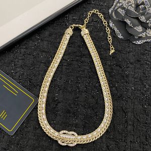 Designer Pendant Neckor Double Letter C Gold Chanells Halsband Luxury Crysatl Pearl Women Wedding Party Jewerlry 657568