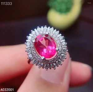 Cluster Rings KJJEAXCMY Fine Jewelry Natural Pink Topaz 925 Sterling Silver Adjustable Gemstone Women Ring Support Test Exquisite