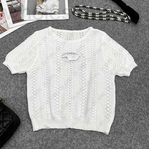 Women's T-Shirt designer Women T Shirt Sexy Hollow Chest Designer Sleeveless Knit Tee Fashion Knitted Tops HBO9